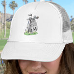 Golf Initial Monogram Trucker Hat<br><div class="desc">This all white hat features a stylish grey watercolor golf bag filled with clubs, sitting on a patch of green grass. The design includes a simple serif initial monogram placed right on the bag, making it feel like a natural part of the artwork. The letter is shown in a dark...</div>