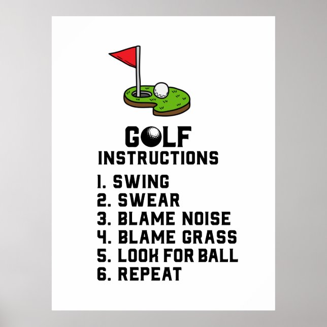 Golf Instruction Swing Swear at flag hole on green Poster (Front)
