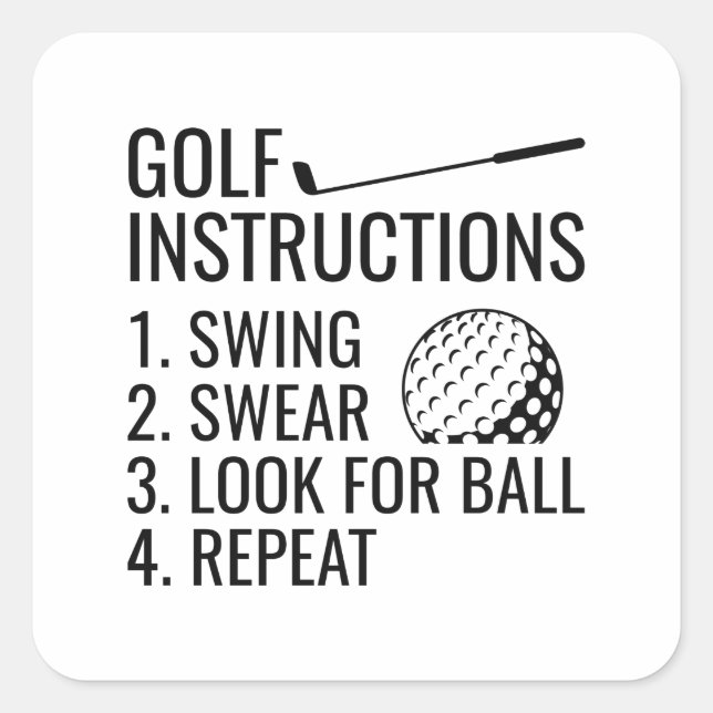 Golf Instructions Square Sticker (Front)