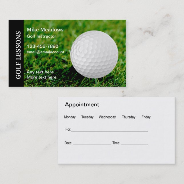 Golf Instructor Appointment Business Cards (Front/Back)