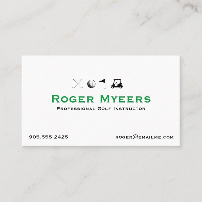 Golf Instructor Business Card Golf Course (Front)