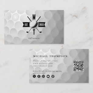 Golf Instructor Business Social Media QR Code Business Card