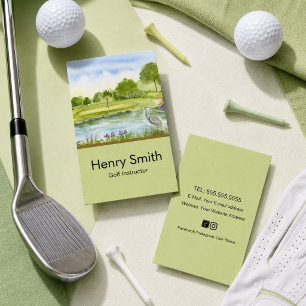 Golf Instructor Golf Course with Heron Business Card