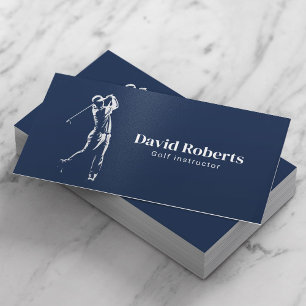 Golf Instructor Golf Swing Coach Navy Blue Business Card