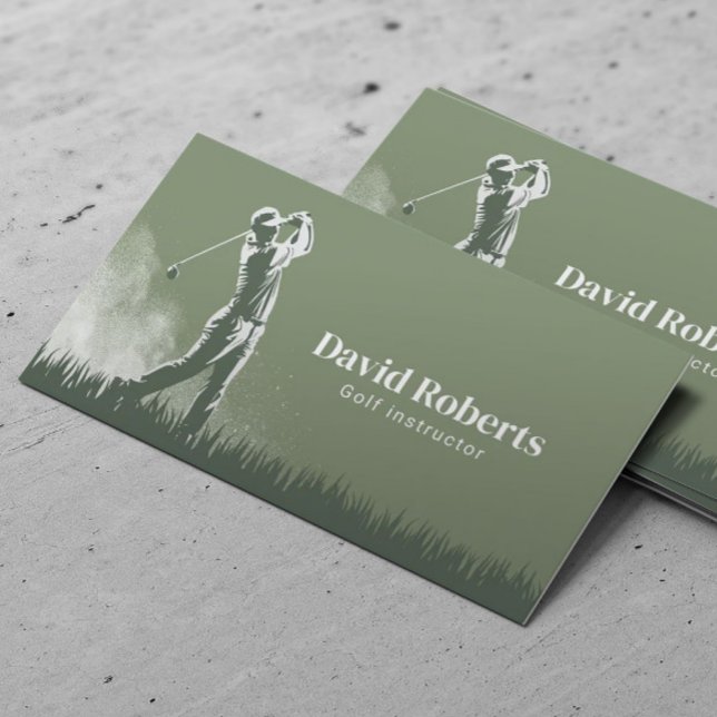 Golf Instructor Golf Swing Coach Sage Green Business Card (Creator Uploaded)