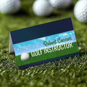 Golf Instructor Golfer Lessons Tour Grass & Sky Business Card