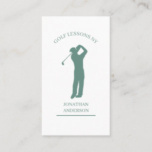 Golf instructor gray green business card