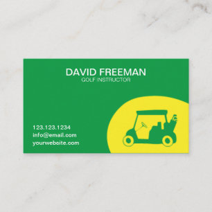 Golf Instructor Green and Yellow Unique Golf Cart Business Card