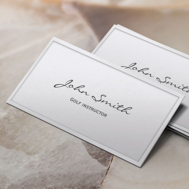 Golf Instructor Minimal Classy White Border Business Card (Creator Uploaded)