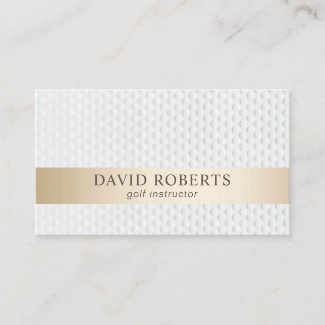Golf Instructor Modern Gold Stripe Business Card (Front)