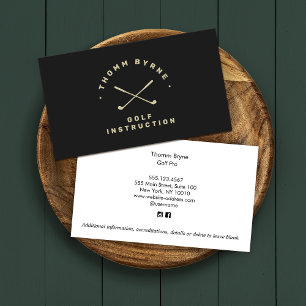  Golf Instructor Pro Crossed Golf Clubs Black Business Card