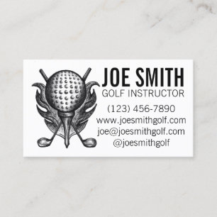 Golf Instructor Pro Golfer Course Ball Clubs Tee Business Card