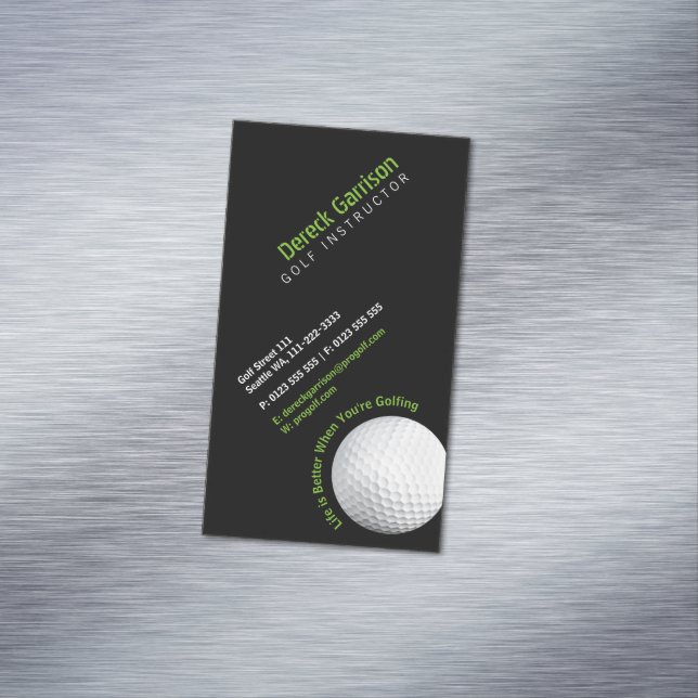 Golf Instructor | Professional Black Magnetic Business Card (In Situ)
