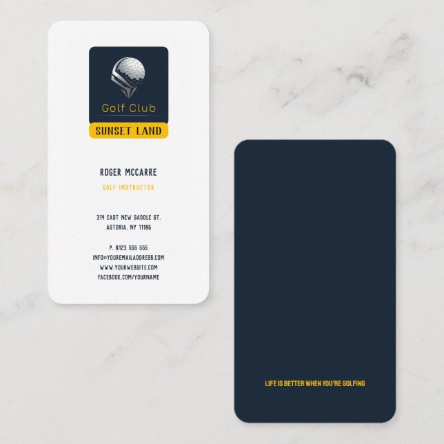 Golf Instructor | Professional Golf Lessons Business Card (Front/Back)