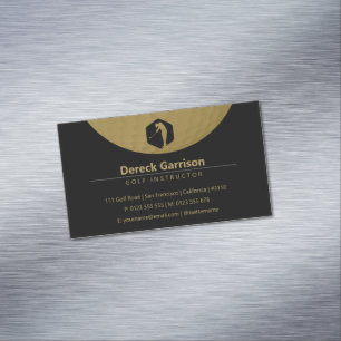 Golf Instructor   Professional Golf Lessons Gold Magnetic Business Card