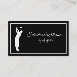 Golf Instructor Teacher Professional Sport Black Business Card
