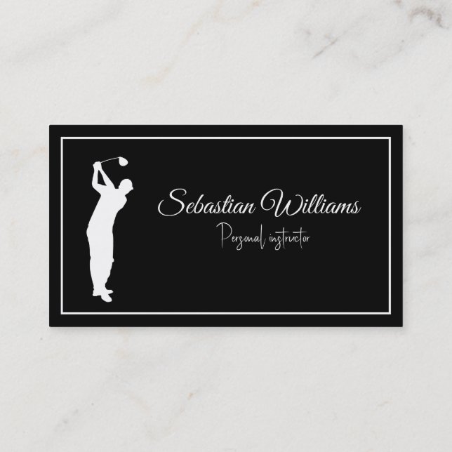 Golf Instructor Teacher Professional Sport Black  Business Card (Back)