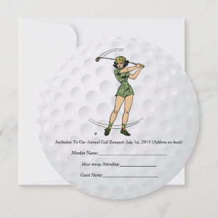 Golf Invitation Woman Golfer