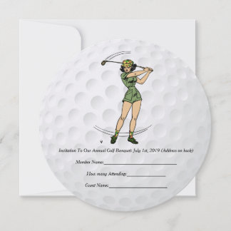 Golf Invitation Woman Golfer