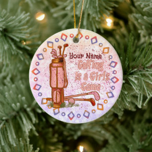 Golf is a Girls Game golf Ceramic Tree Decoration
