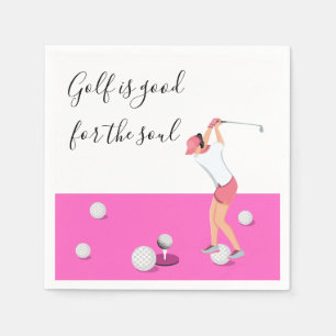 Golf is good for the soul for woman lady golfer napkin