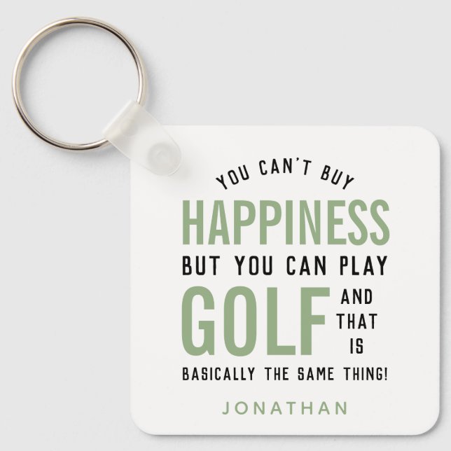 Golf is Happiness Funny Golf Lover Gift Key Ring (Front)