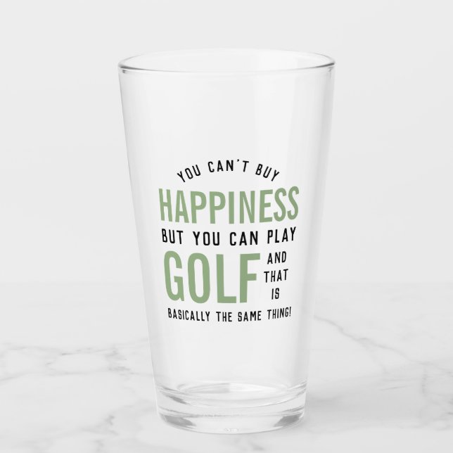 Golf is Happiness Funny Golf Lover Gifts Glass (Front)