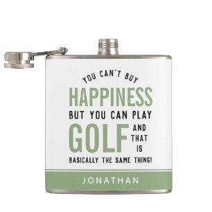 Golf is Happiness Funny Golf Lover Gifts Hip Flask
