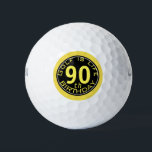 Golf is Life Customisable 90th Birthday Golf Ball<br><div class="desc">Simple round black tag with customisable background colour (here yellow) for your texts. Perfect for Grandpa birthday.</div>