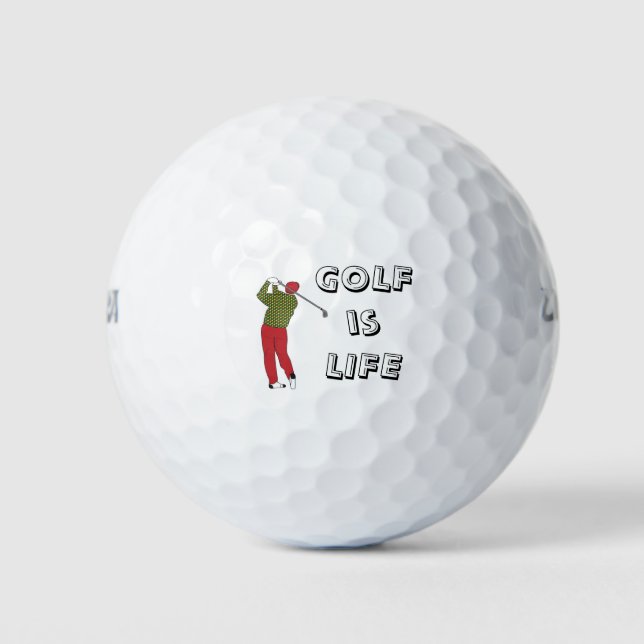 GOLF is LIFE, Golfer, Golf Quote Golf Balls (Front)