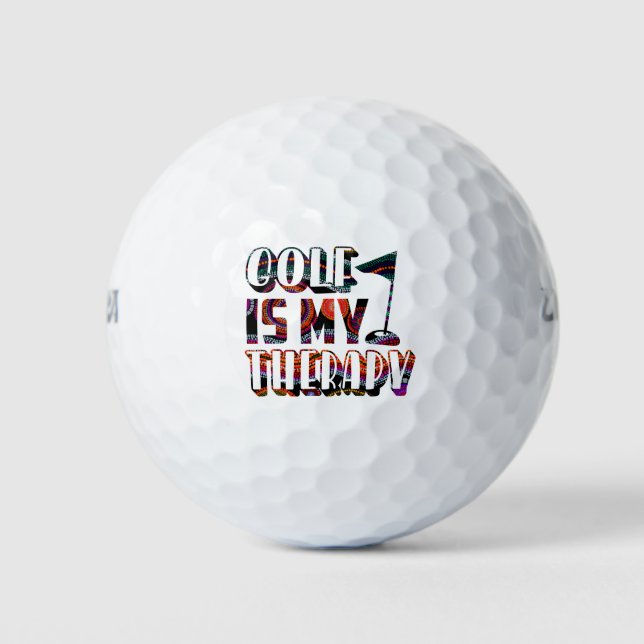 Golf Is My Therapy Funny Typography Sports Sayings Golf Balls (Front)