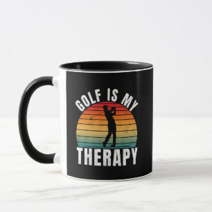 Golf is my therapy Funny Vintage Typography Sport Mug
