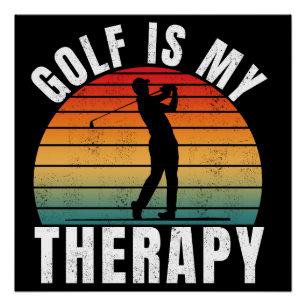 Golf is my therapy Funny Vintage Typography Sport Poster