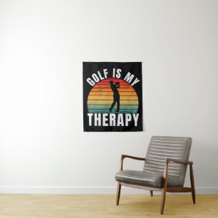 Golf is my therapy Funny Vintage Typography Sport Tapestry