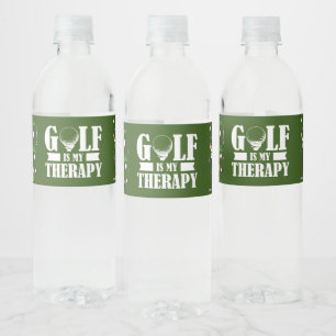 Golf is my therapy with golf balls on green  water bottle label