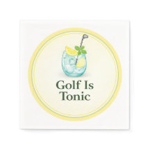 Golf Is Tonic - Lemon Mint Glass Design Napkins