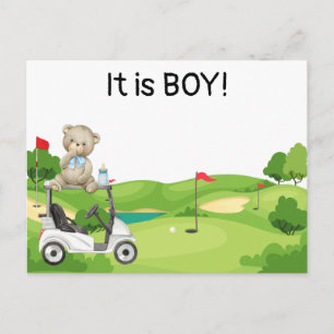 Golf It is BOY golfer baby on golf cart Postcard
