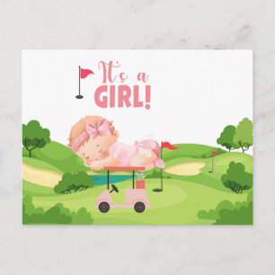 Golf It is GIRL golfer baby on golf cart Postcard