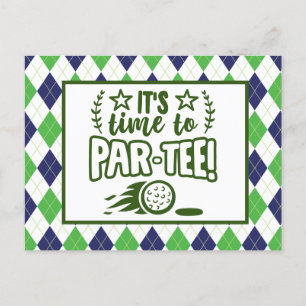 Golf it is time to par tee party postcard