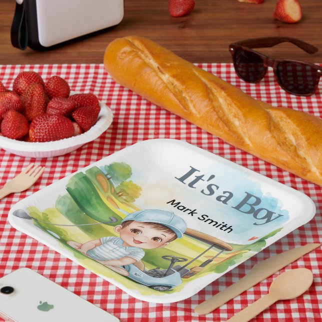 Golf It’s a Boy Baby Shower Paper Plates  (Picnic)