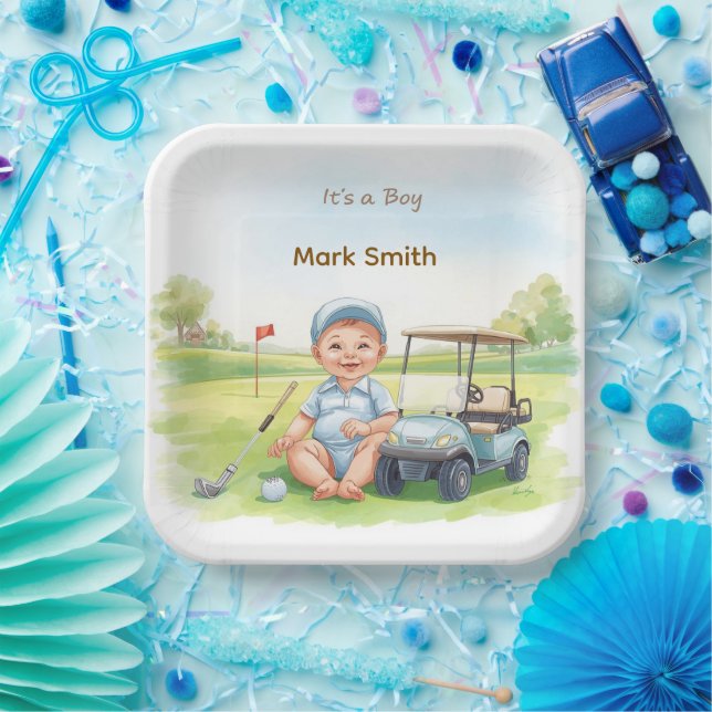Golf It’s a Boy Baby Shower Paper Plates  (Party)