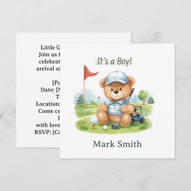 Golf It’s a Boy Baby Shower Paper Plates  Invitation (Front/Back)