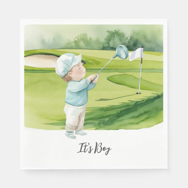 Golf  It's Boy for Baby Shower   Napkin (Front)