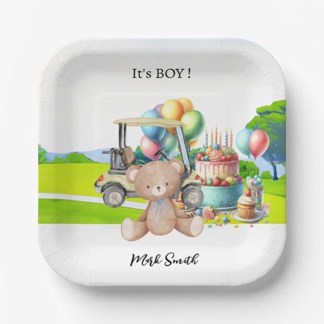 Golf  It's Boy for Baby Shower   Paper Plate (Front)