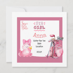 Golf it's girl baby shower pink theme for golfer invitation
