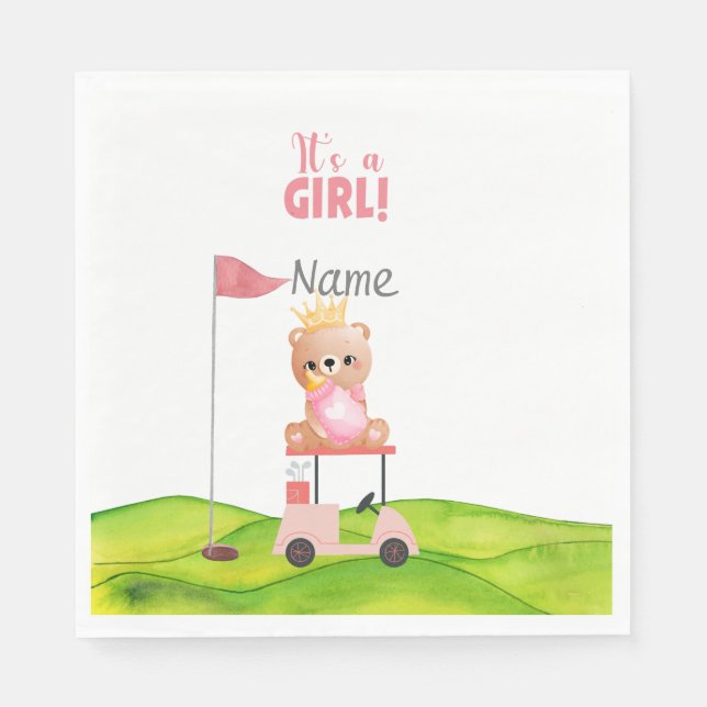 Golf it's Girl for Golfer Baby Shower Golfer   Napkin (Front)