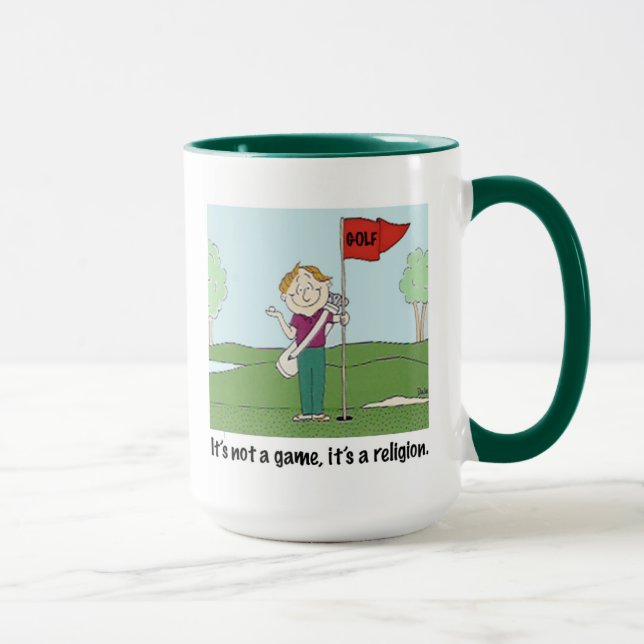 GOLF!  It's not a game, it's a religion. Mug (Right)