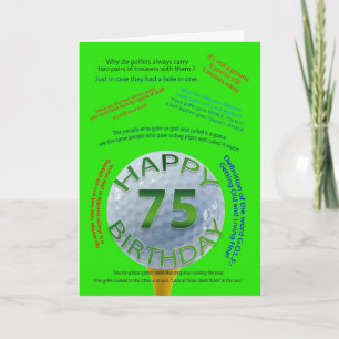 Golf Jokes birthday card for 75 year old