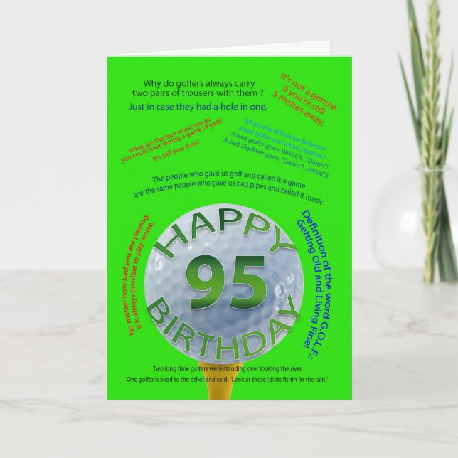 Golf Jokes birthday card for 95 year old (Front)