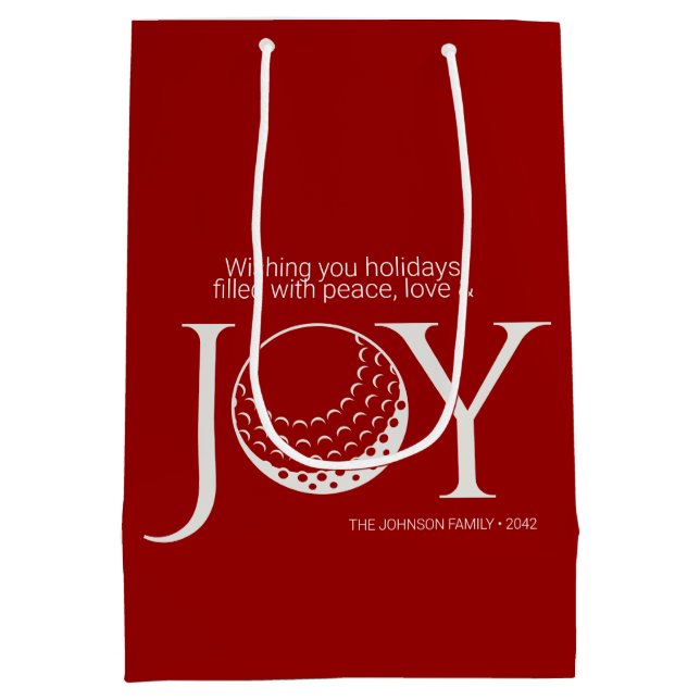 Golf Joy & Peace Christmas Medium Gift Bag (Back)
